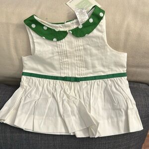 Janie and Jack green polkadot top